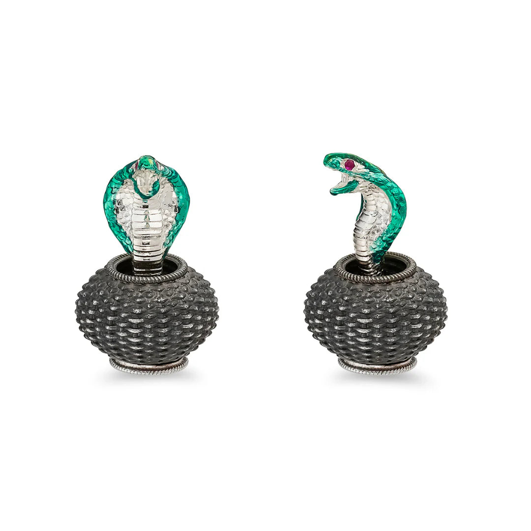 Sterling Silver Moving Cobra Cufflinks
