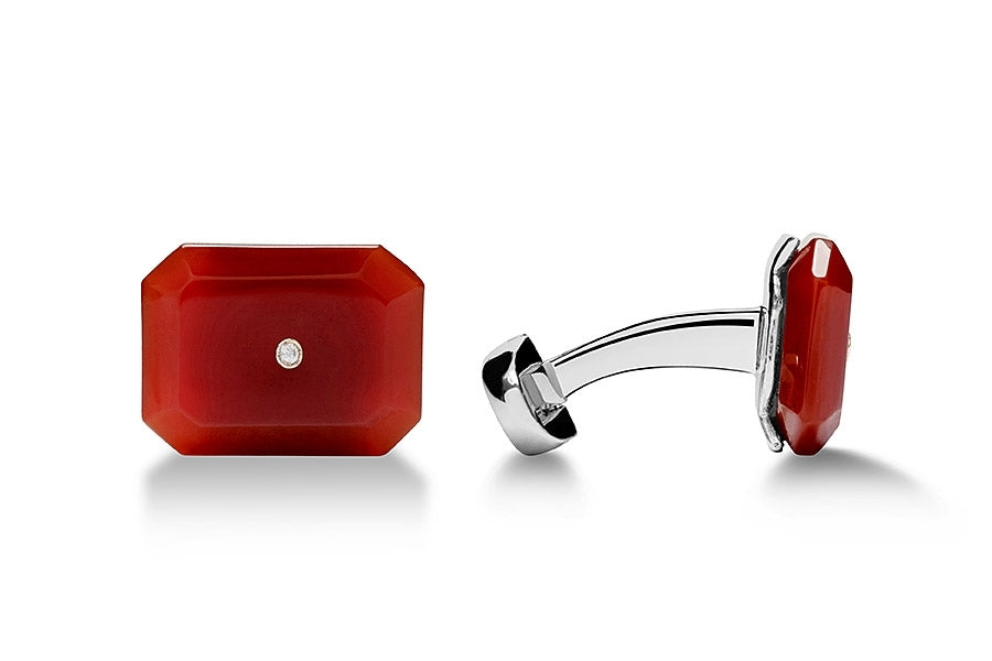 cufflinks octagon carnelian with diamonds