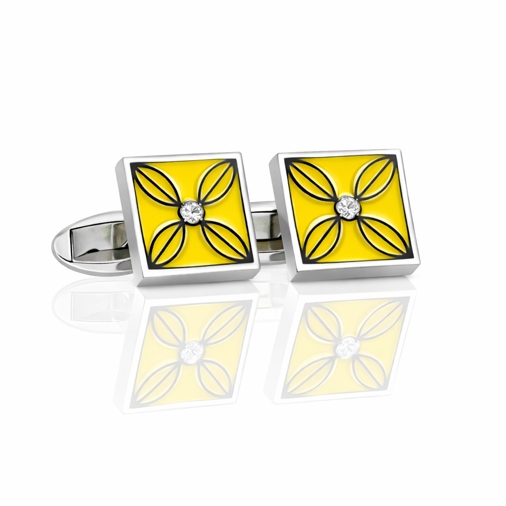 Qatar Door 6 - Yellow with diamonds cufflinks (Exclusive)
