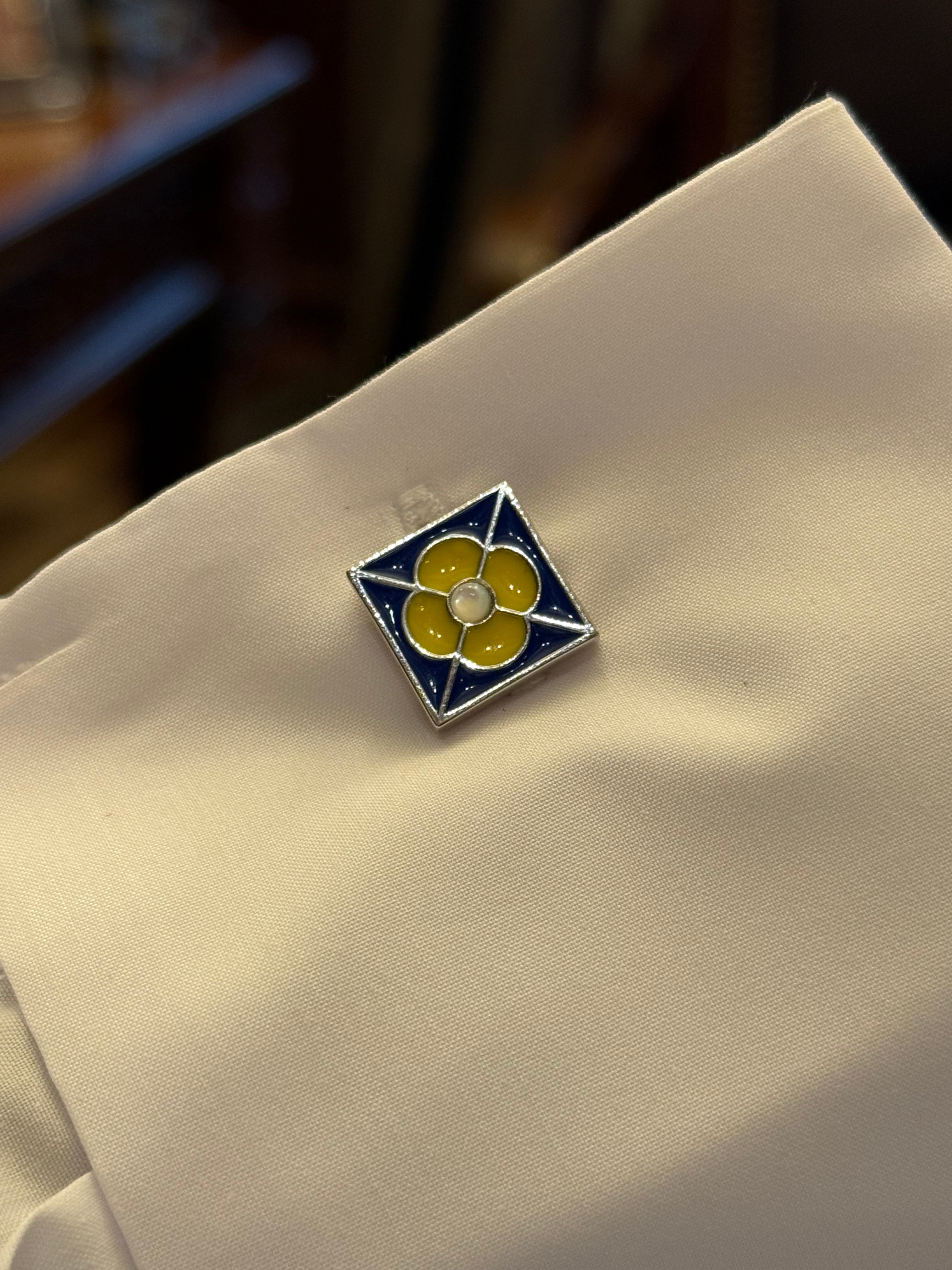 Qatar Door 5 - Blue and Yellow with MOP cufflinks (Exclusive)