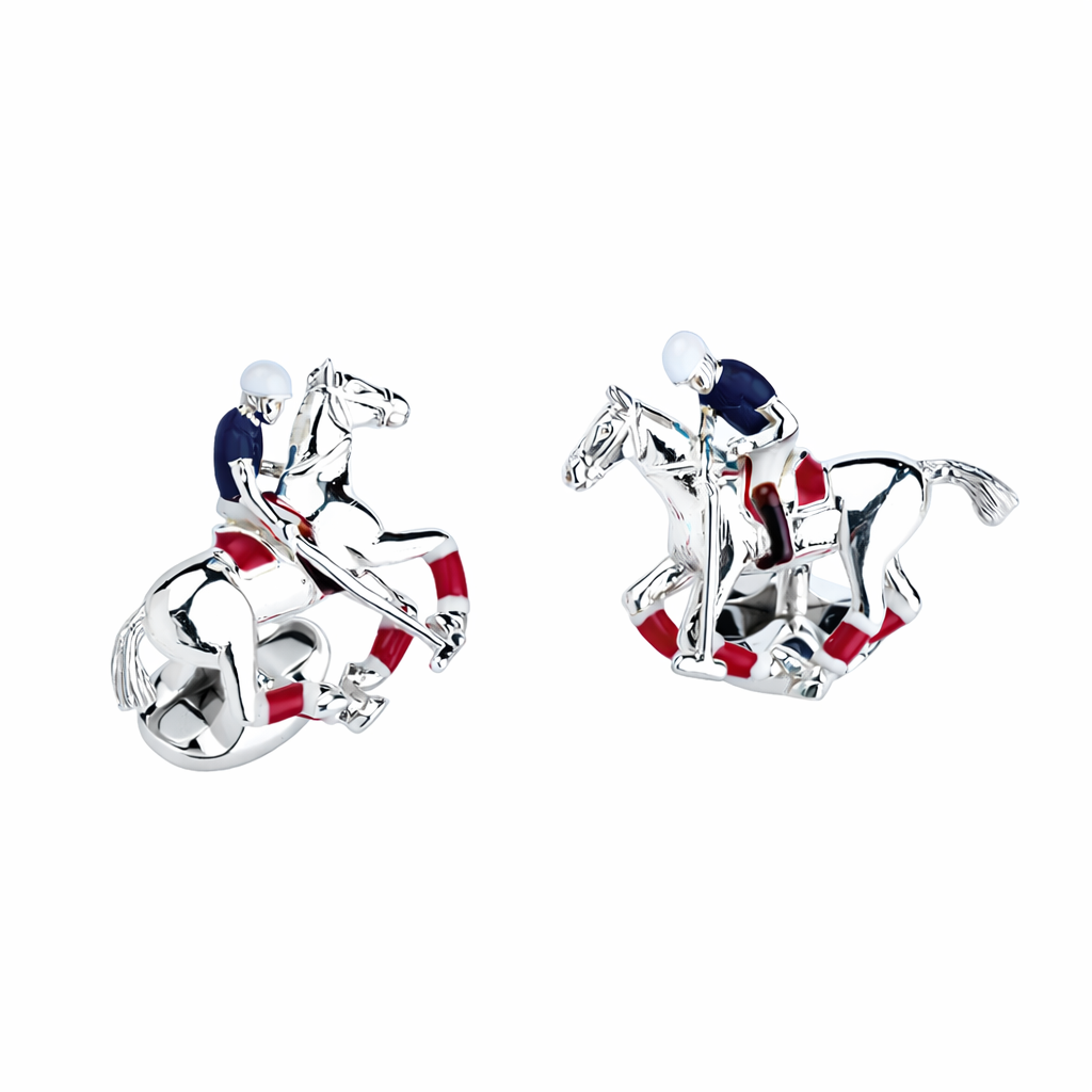 Navy Polo Rider in Sterling Silver - Customized