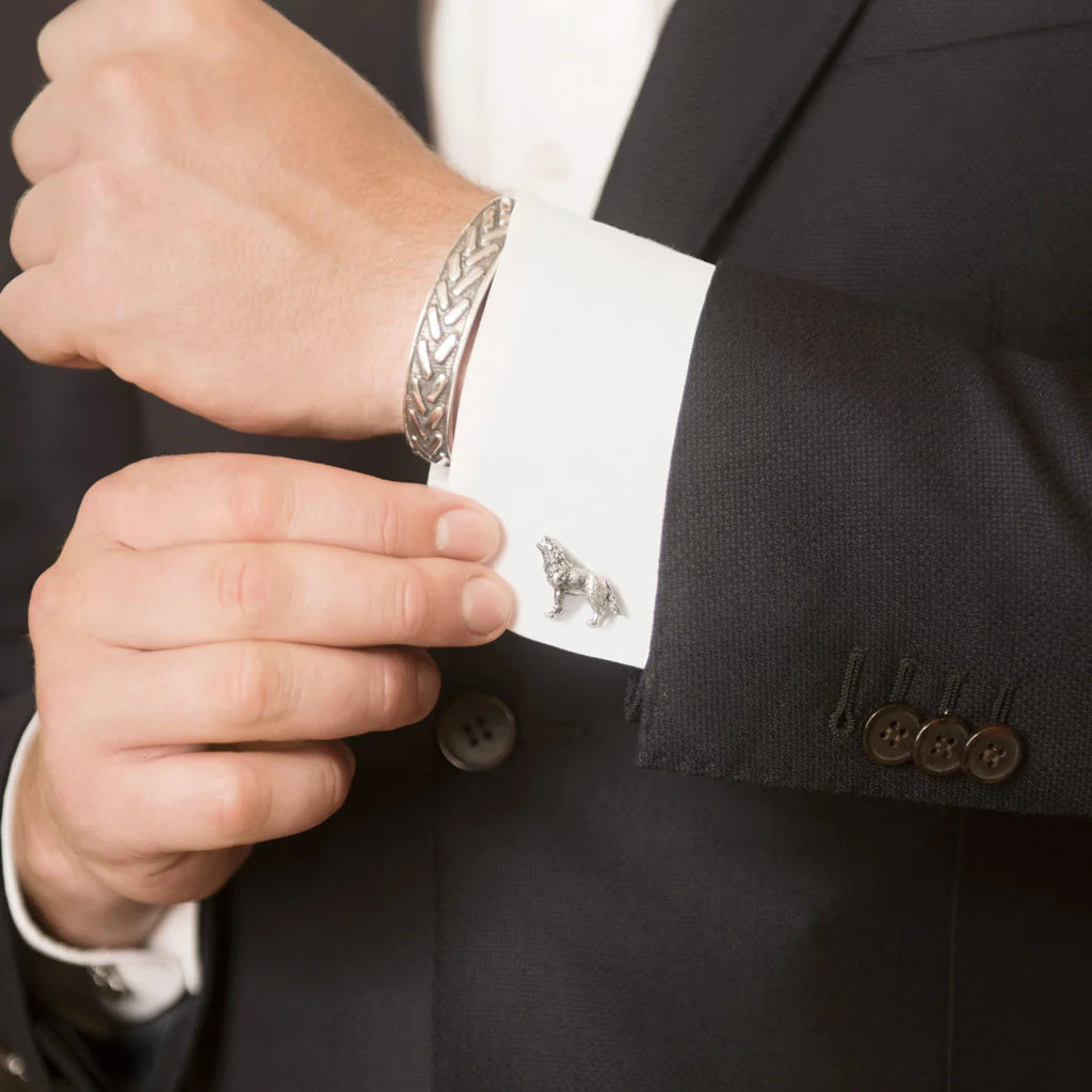 Wolf Cufflinks In Silver