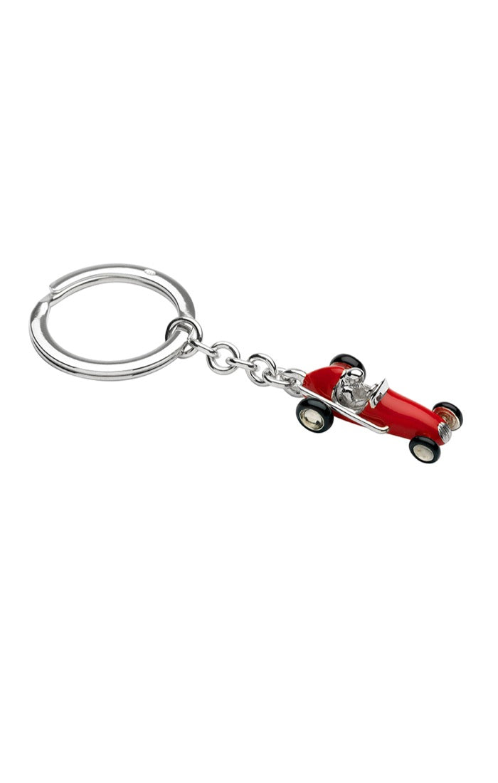 Racing Car Keyring in Sterling Silver
