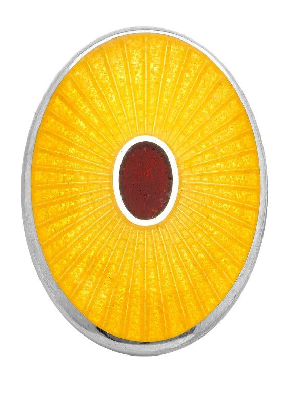 Blue Oval Enamel Cufflinks with Red Centre, Sterling Silver