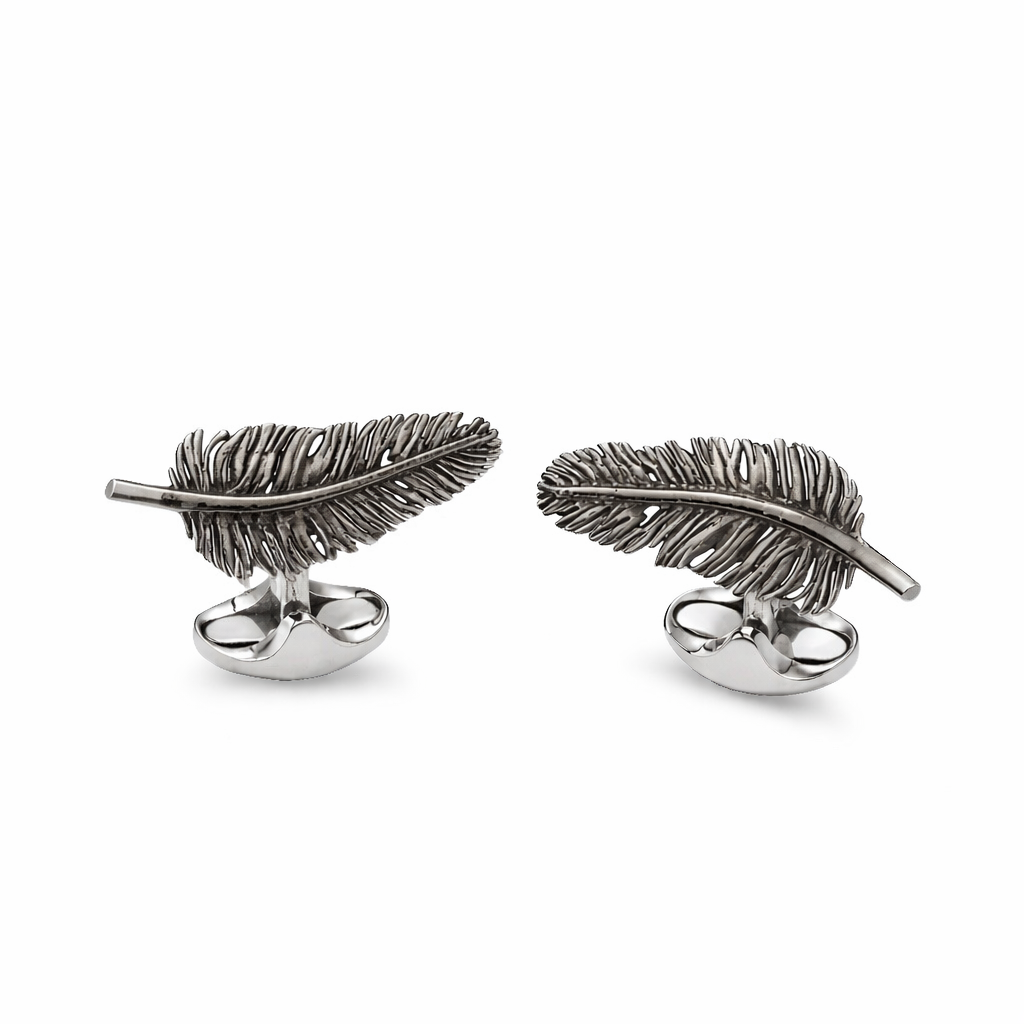 Silver Feather Oxidized no stones - customized