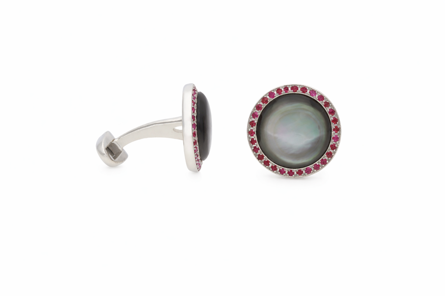 Round sixty ruby with grey mother of pearl