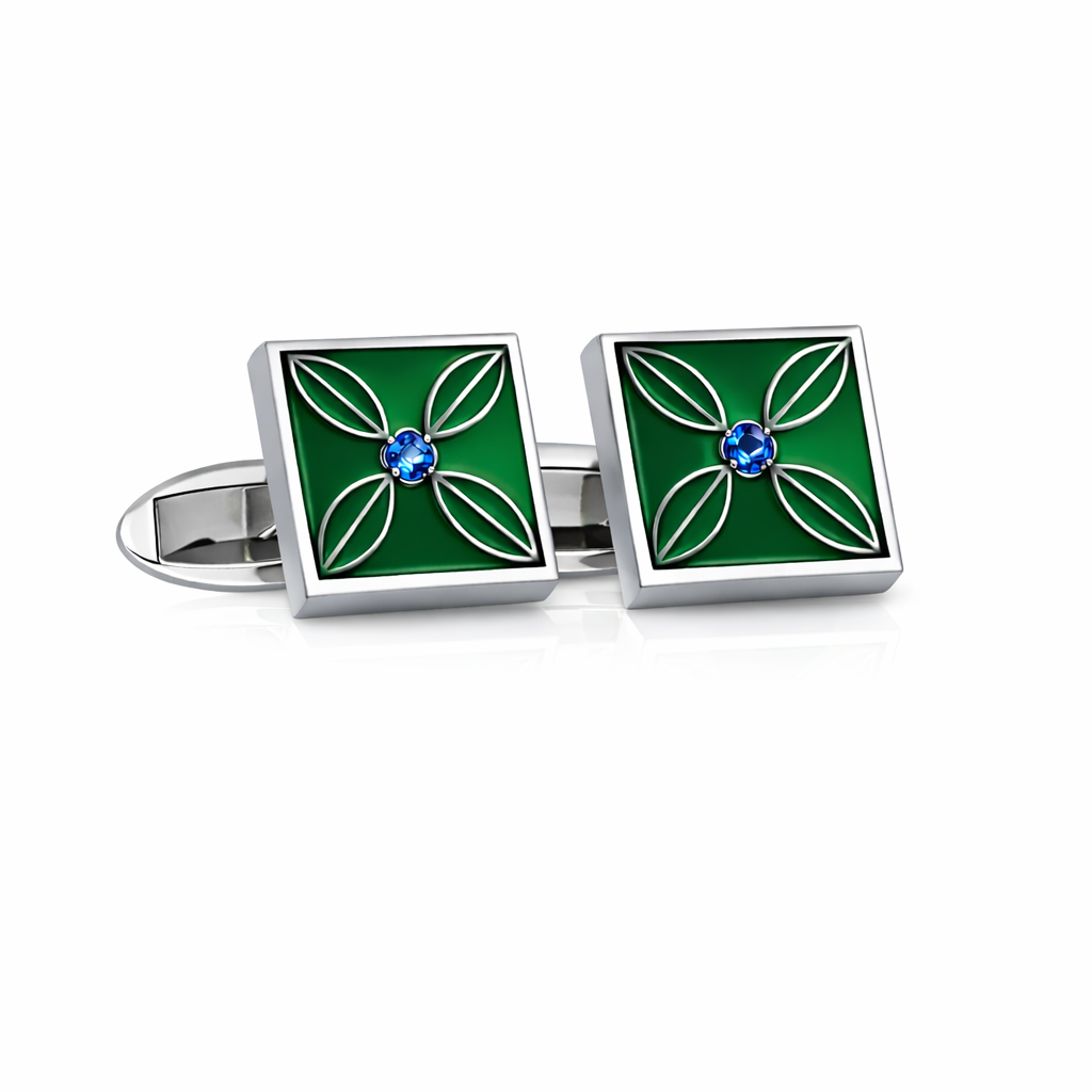 Qatar Door 6 - Green with sapphire cufflinks (Exclusive)