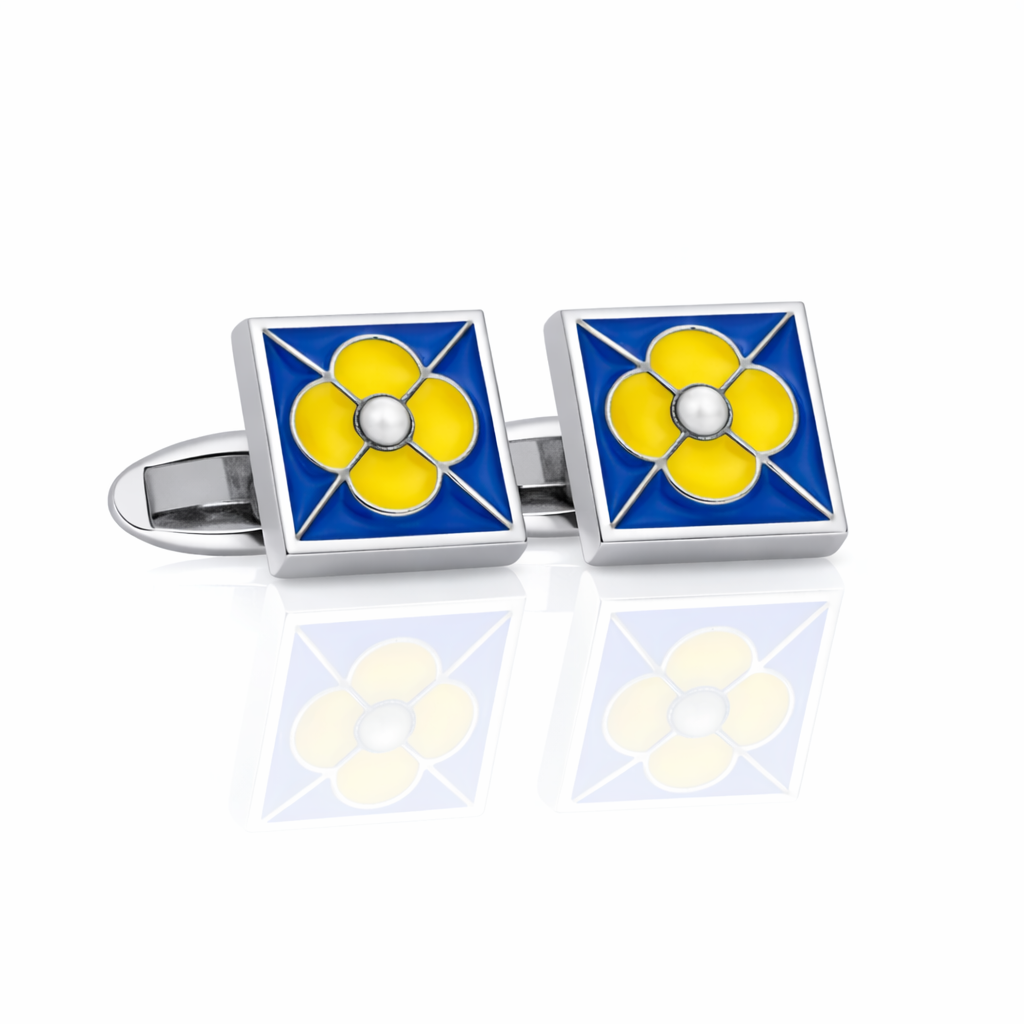 Qatar Door 5 - Blue and Yellow with MOP cufflinks (Exclusive)