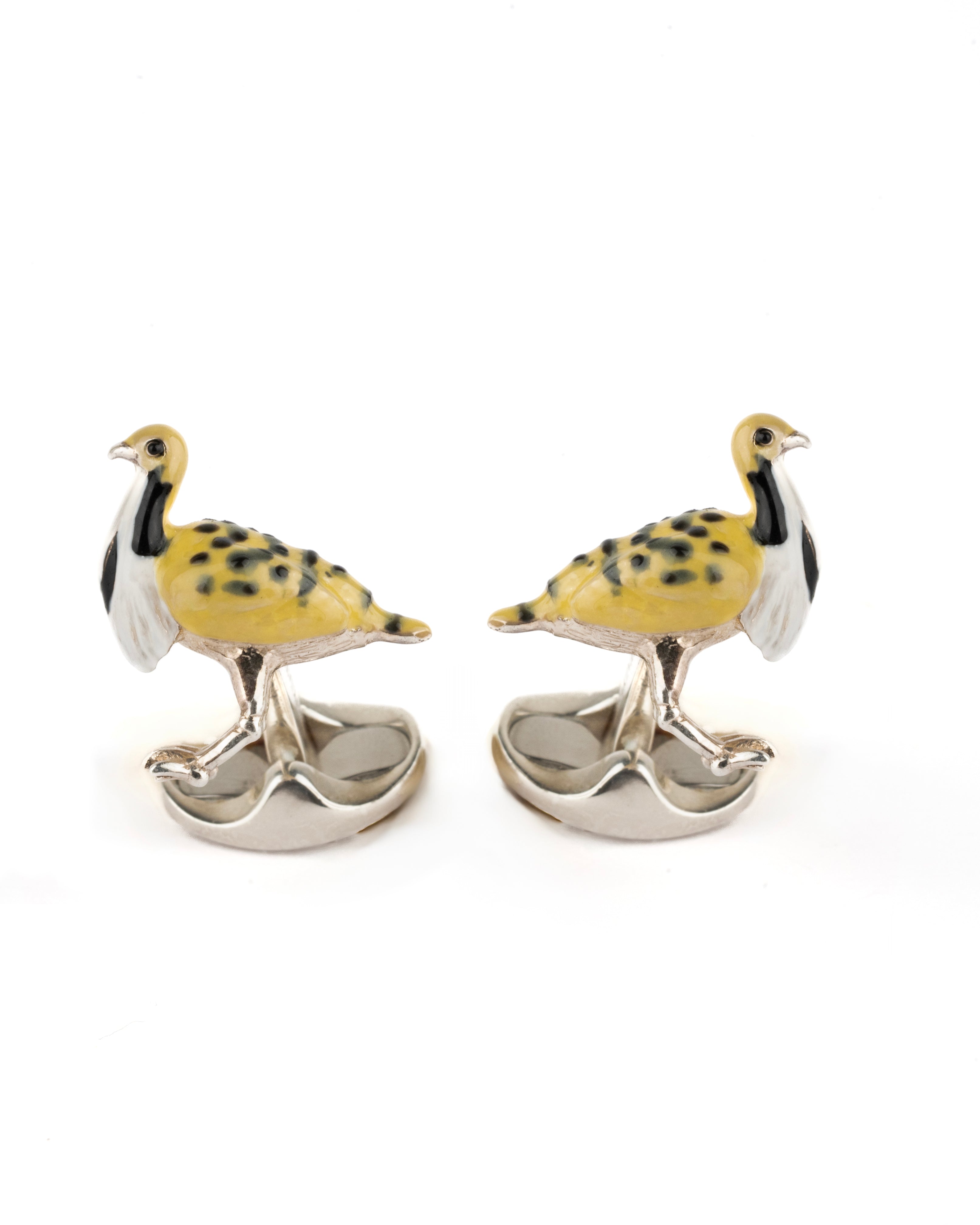 Sterling Silver Chlamydotis (Houbara) cufflinks