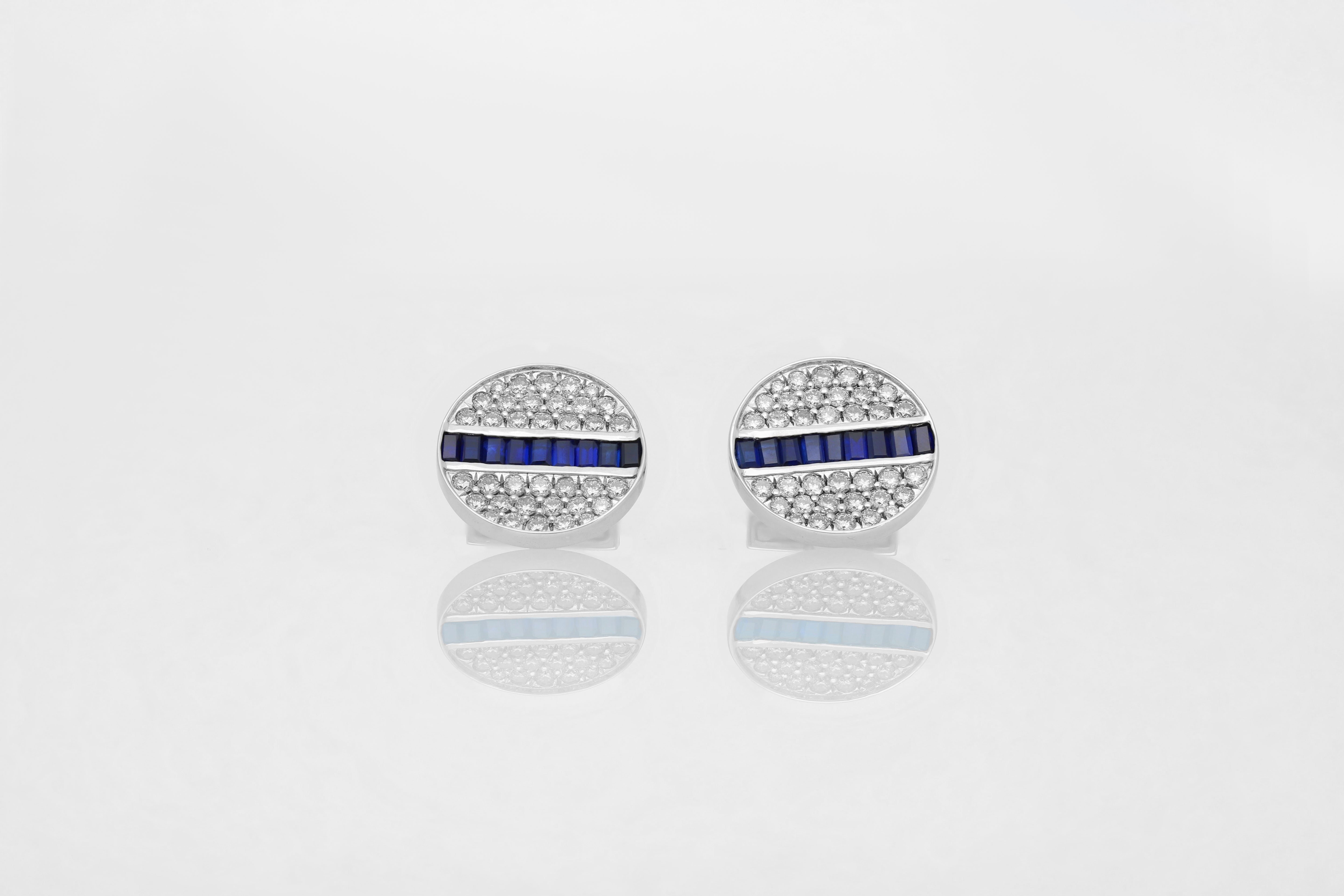 Round Studded Diamond Cufflinks
