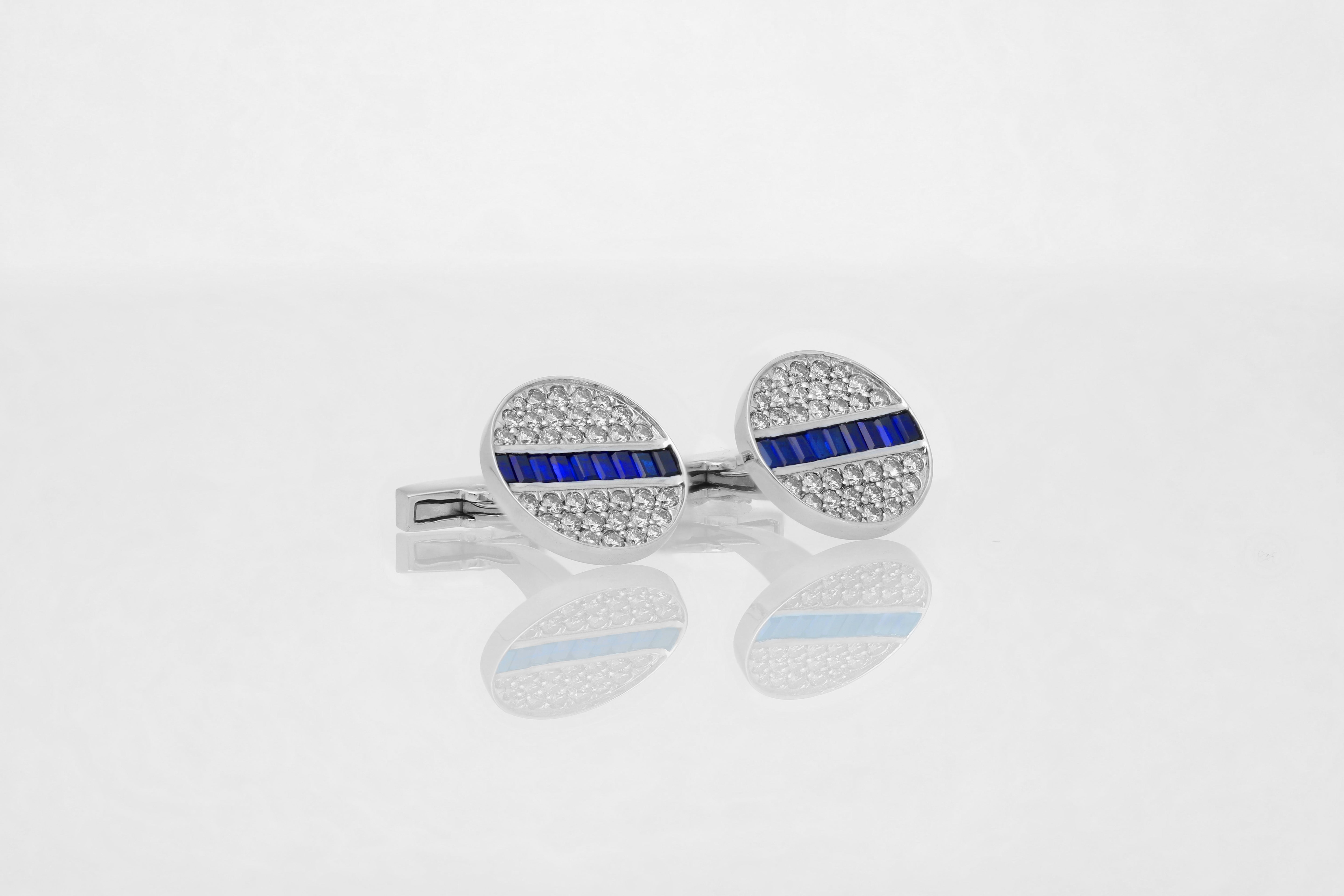 Round Studded Diamond Cufflinks