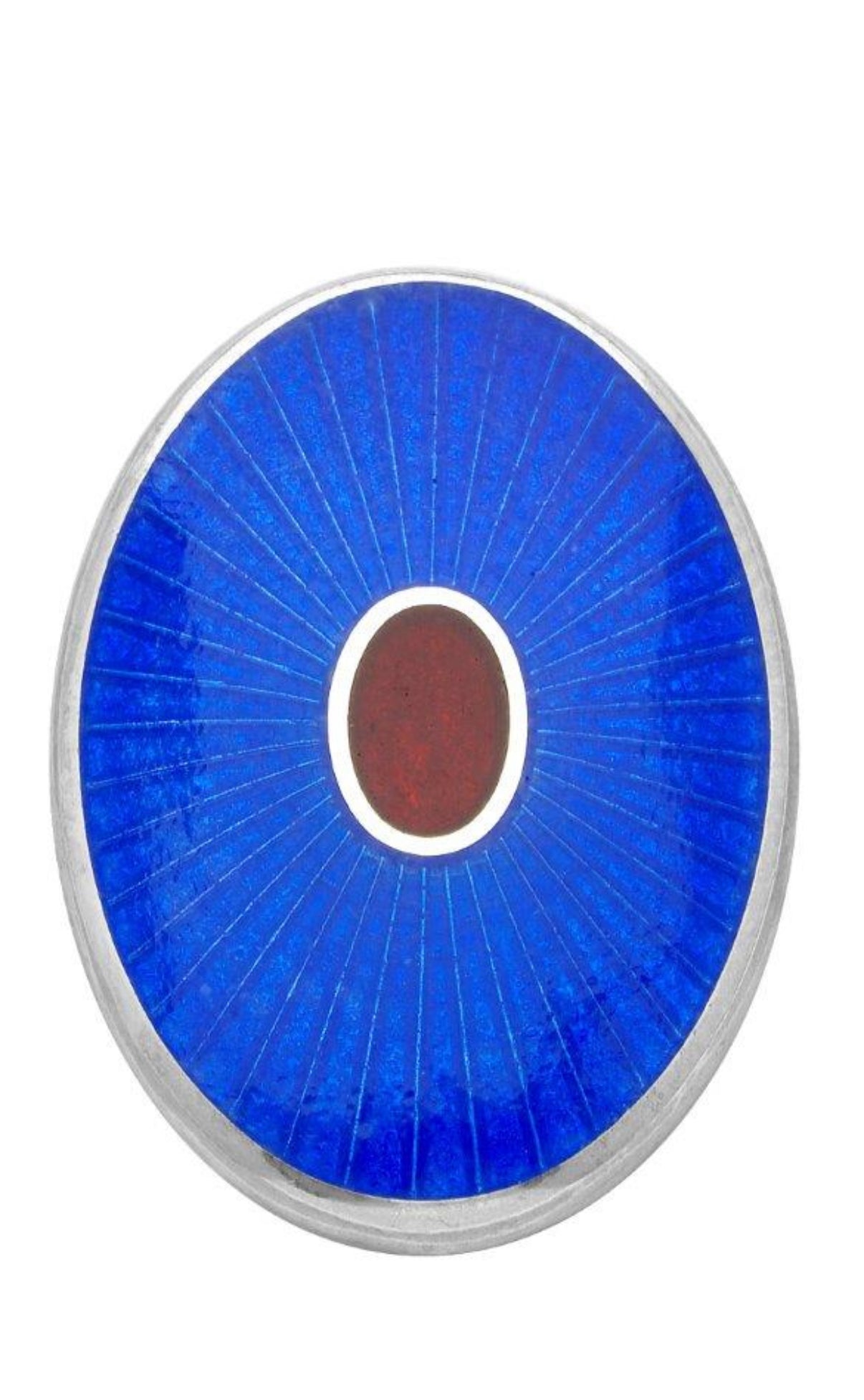 Blue Oval enamel cufflinks with red centre