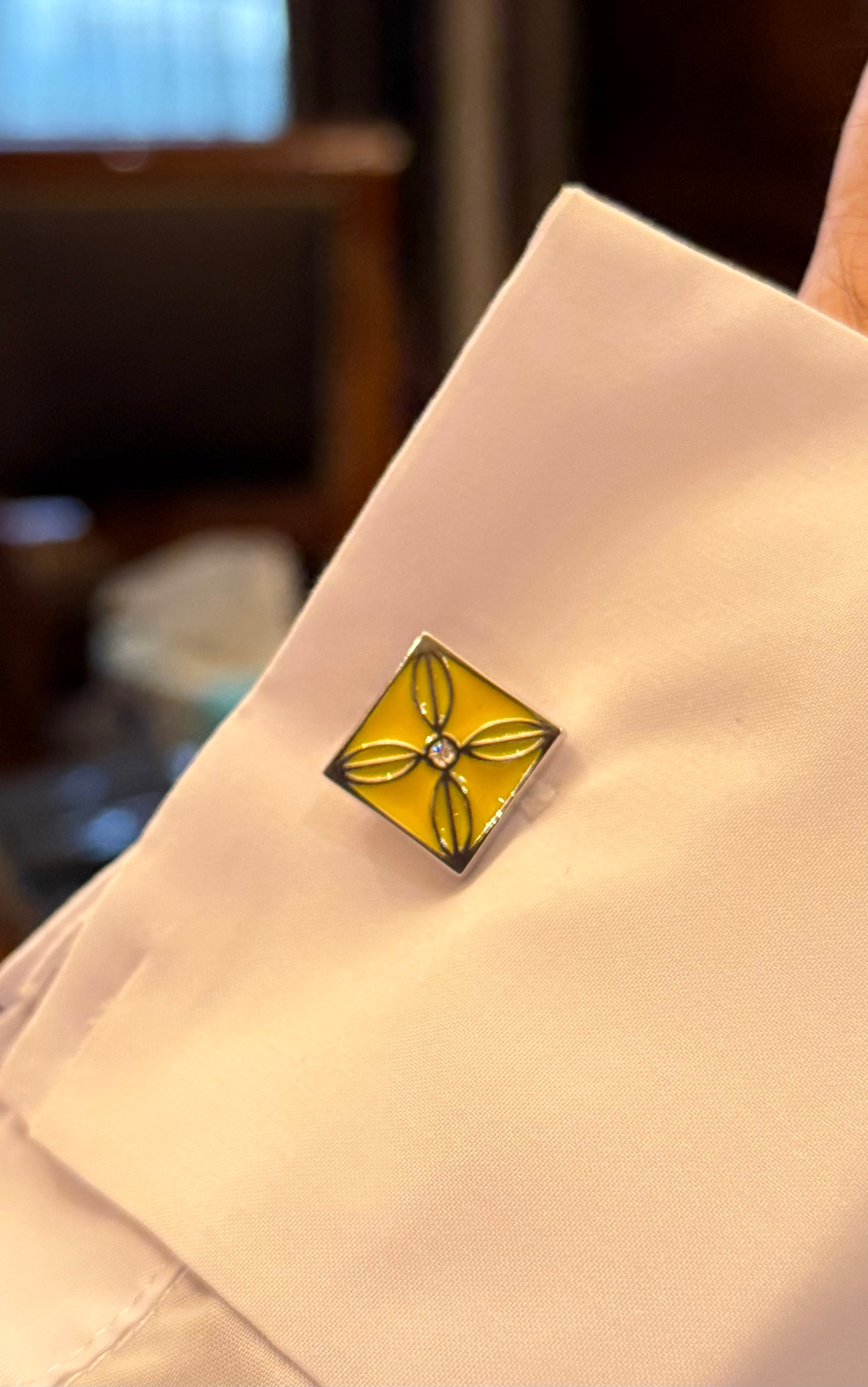 Qatar Door 6 - Yellow with diamonds cufflinks (Exclusive)