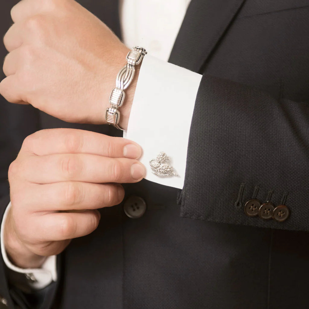 Ostrich Cufflinks In Silver