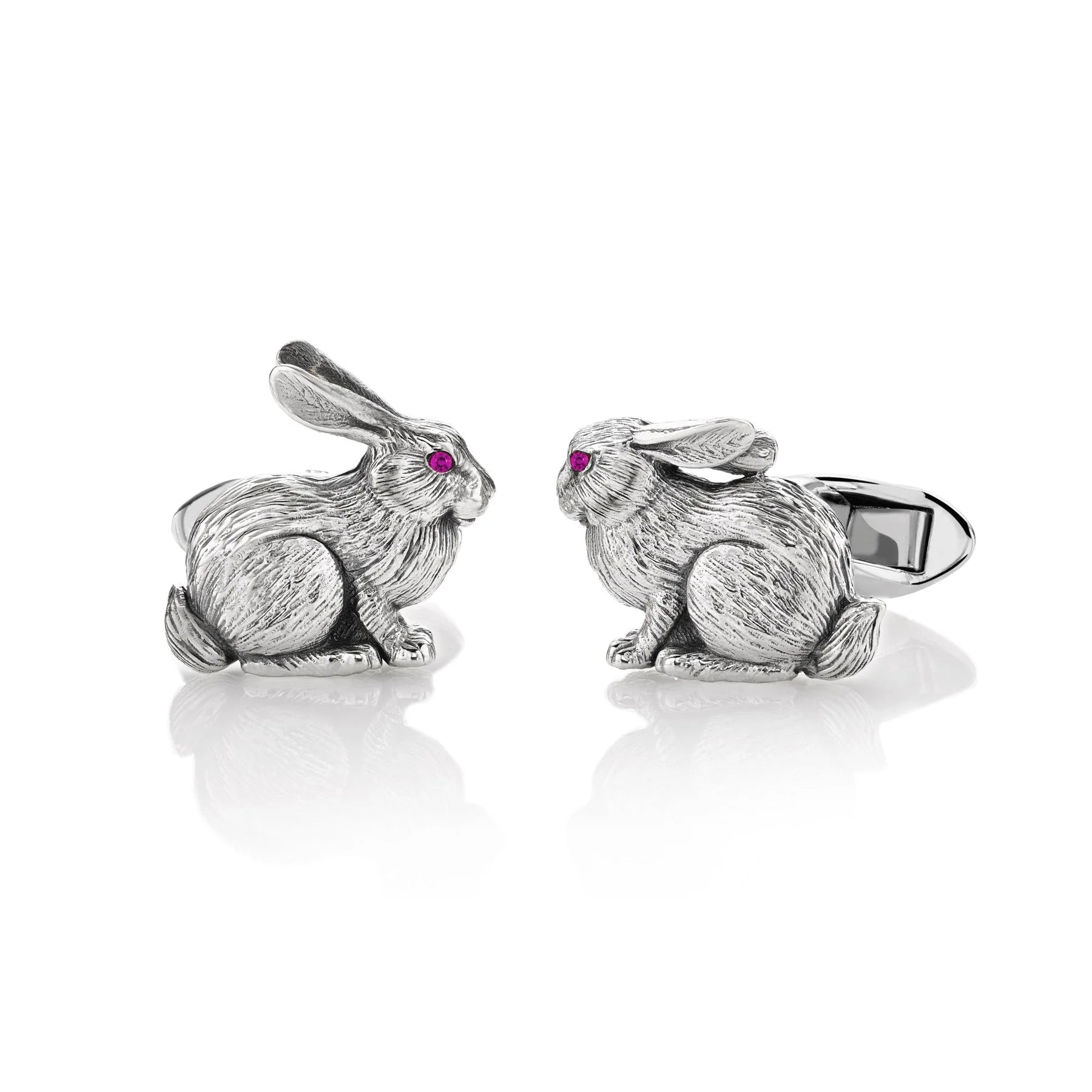 Rabbit Ruby Eyes Cufflinks In Silver