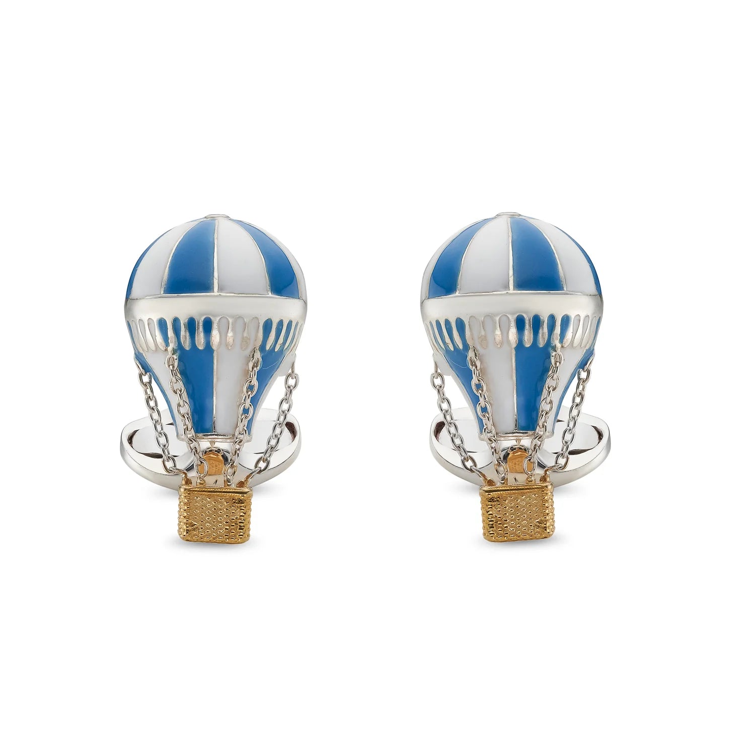 Sterling Silver Blue & White Enamel Air Balloon Cufflinks