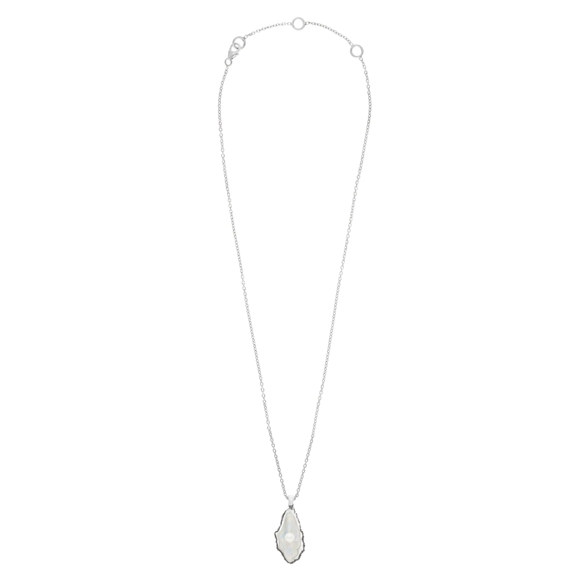 Sterling Silver Oxidised Oyster And Pearl Pendant