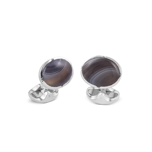 Banded Agate Cufflinks in Sterling Silver