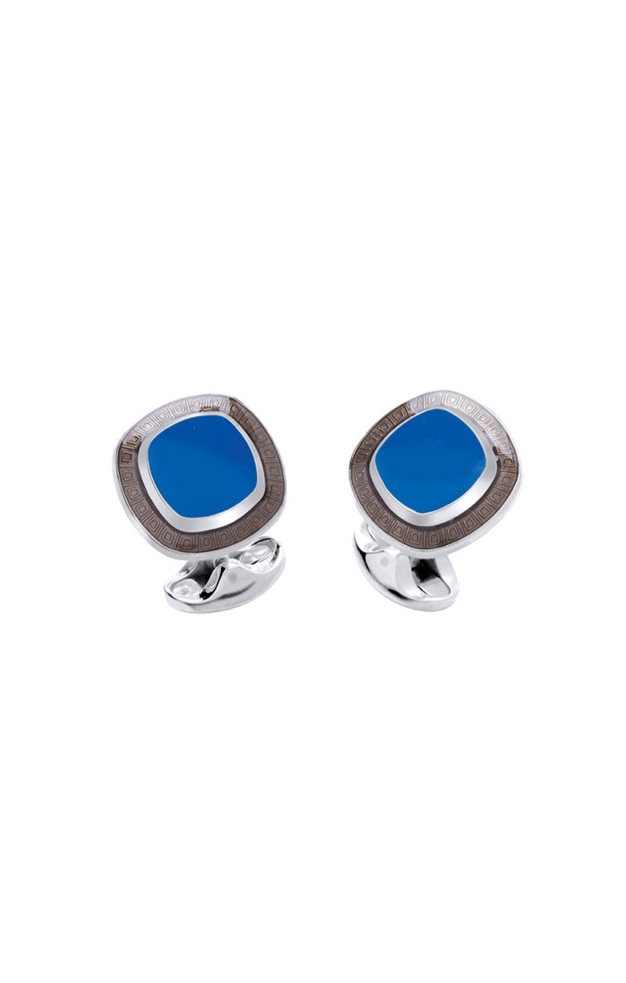 Blue and Grey Enamel Cufflinks in Sterling Silver